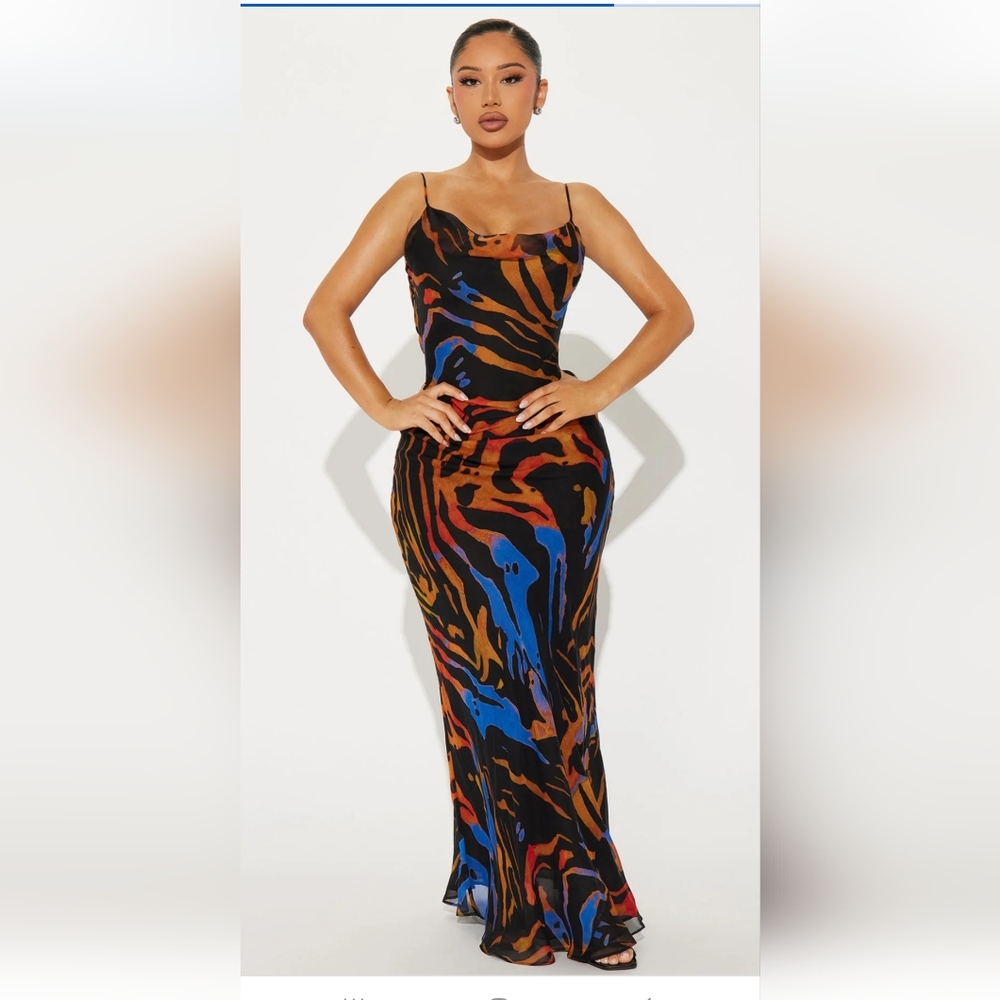 Multicolor Abstract Maxi Dress